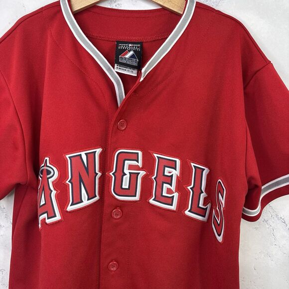 VTG Majestic Anaheim Angels Baseball Jersey Boys Youth Medium 10/12 USA Red - Picture 2 of 12